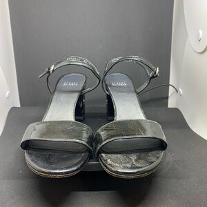 Stuart Weitzman Glossy Black Patent Sandals 9.5 N